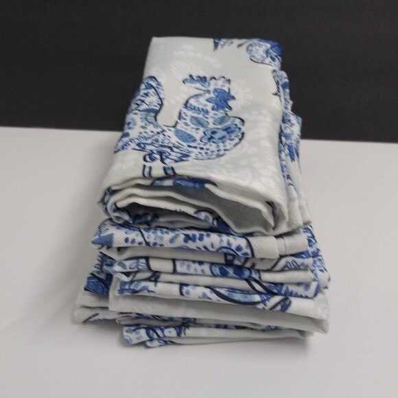CYNTHIA ROWLEY NAPKINS (set of 8) Rooster Hen Country Blue - Picture 3 of 3